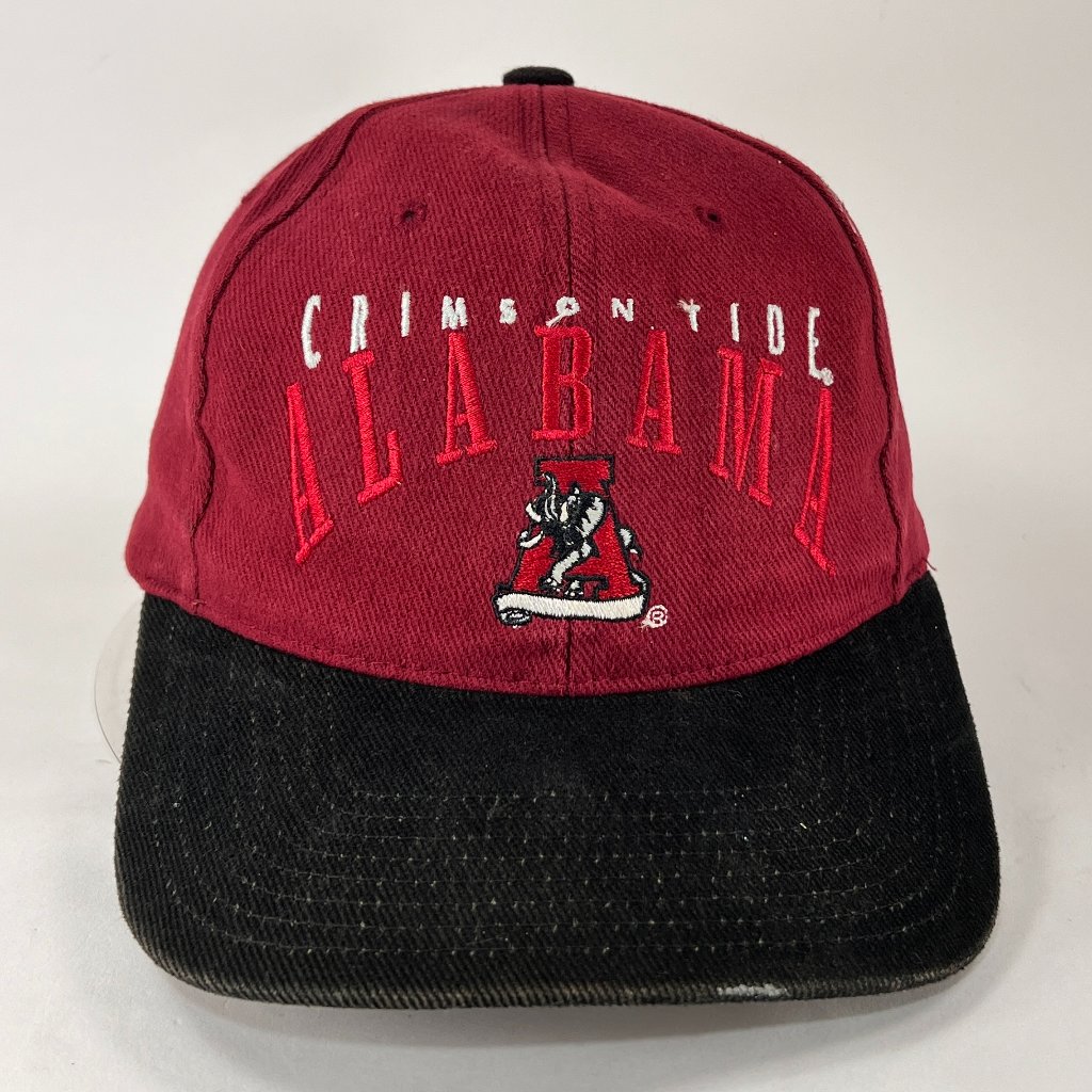 Vtg Alabama Crimson Tide Strapback Hat Cap Black Ncaa Sec Football Logo Mens 90s